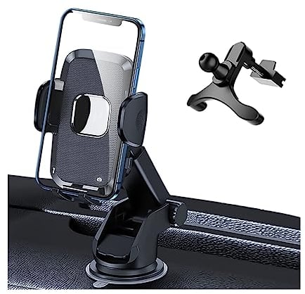 CGEAMDY 2-in-1 Suction Cup Car Phone Mount, Cell Phone Holder for Windshield, Dashboard, Air Vent, Automobile Cradles, Car Interior Accessories, Compatible for 4.7-6.8 iPhone 12/11/Pro and More