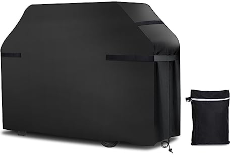 BBQ Cover,Large Barbecue Covers,Heavy Duty Outdoor Gas Grill Cover with Reflective Strips,Waterproof,Rip-proof,Dust-proof for Outback,Weber,Char Broil,Brinkmann (Black, 170 x 61 x 117 cm)