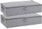 YheenLf Under Bed Storage Box with Lid, Foldable Wardrobe Organiser with Reinforced Handles for Blanket, Sheets, Clothing, Shoes, Grey, 60×30×15 cm, 2-Pack