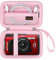 Canboc Custodia per OM SYSTEM Tough TG-7 / OM SYSTEM OLYMPUS TG-6 telecamera subacquea, Borsa impermeabile per fotocamera, Tasca a rete lampo adatta al cavo USB, Rosa