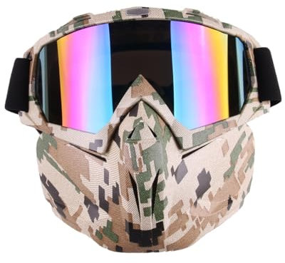 BLOKZ Taktische Airsoft Maske mit Brille, Weichschaum Darts Einstellbare Schutzausrüstung Spiegel Vollgesichtsmaske für Nerf, CS Training Paintball Spiel Requisiten