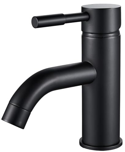 F-DEEN Rubinetto Bagno Lavabo Nero, Leva Singola, Fredda e Calda, Alta Qualità, Miscelatore Monocomando Lavabo, con Valvola in Ceramica…