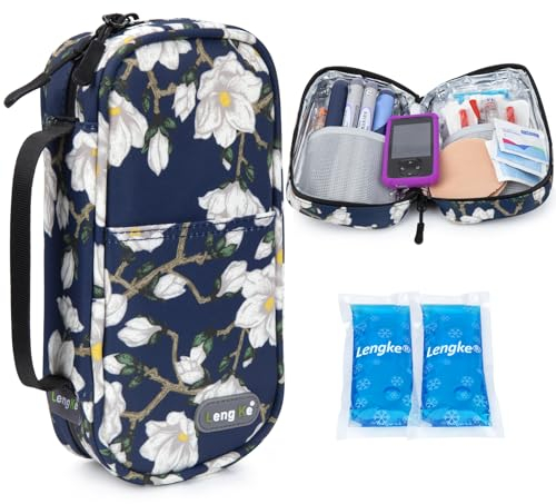 YOUSHARES Insulin Kühltasche mit 2 Kühlakku - 21x11.5x6CM Tragbar, Aber großes Fassungsvermögen Medikamenten Etui für Diabetiker Halten Sie die Vorräte Sicher und Kalt Diabetes Tasche (Kapok)