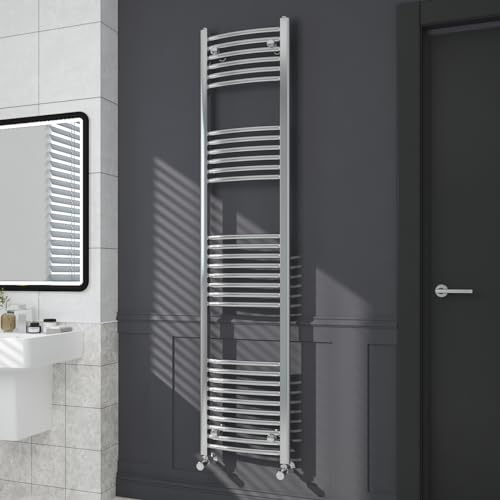 Warmehaus Curved Bathroom Heated Towel Rail Radiator 1800x400mm Chrome | Wall Mounted, Contemporary Kitchen Ladder Warmer, Steel, Corrosion Resistance, Durable Finish, Central Heating