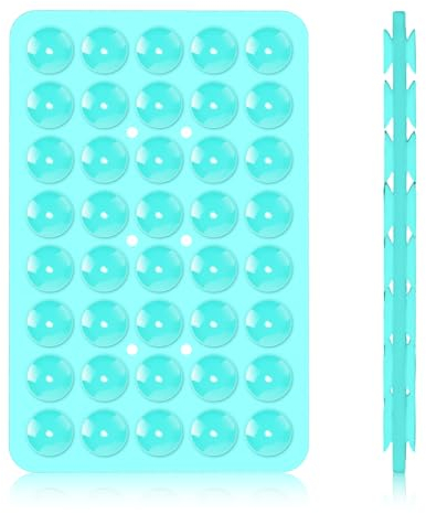 PEUTIER Support de Coque de Téléphone à Ventouse en Silicone, Double Face Coque de Téléphone à Ventouse Mains Libres Support Téléphone Ventouse Compatible avec iPhone Samsung Google Pixel (Lac Bleu)