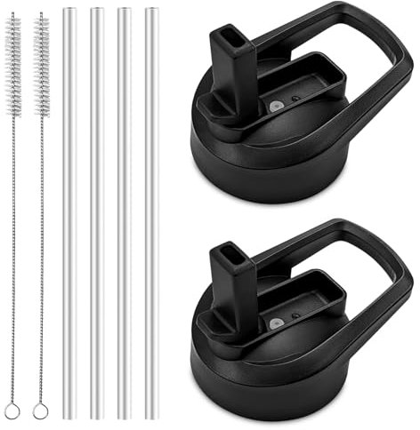 XccMe Straw Lid for Hydro Flask Wide Mouth,2Pack Replacement Lids with Straws for Wide Mouth 12,16,18,22,32,40,64oz Water Bottles,Sport Bottle Lids Accessories with Handle (straw lid2)