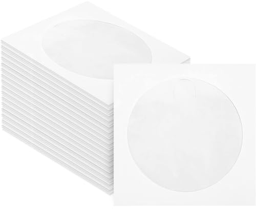 AEIOPRS 80 pcs CD DVD Papierhüllen mit transparentem Sichtfenster verschließbar