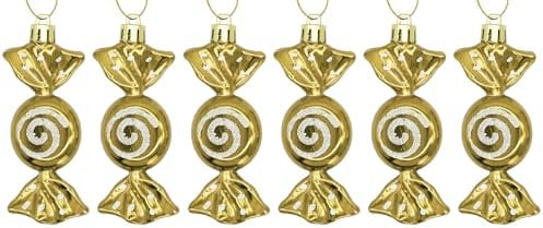 UKDeals Direct UKDD® Christmas Candy Decoration Candy Props Christmas Tree Hanging Ornament Candy Baubles 6pcs (Gold)