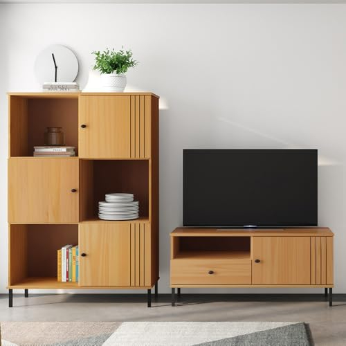 Lomadox Sideboard Konsolentisch Flurtisch Beitstelltisch Massivholz Metallgestell Eiche Wildeiche massiv geölt 123x80x35 cm