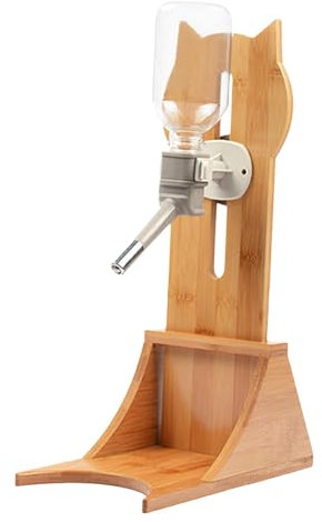 HGZLQKD Pet Water Bottle with Bamboo Stand,Dog Cat Water Fountain,Pet Supplies,Drinking Bottle Hanging Waterer for Cats Pet Dogs, Gray Bottle