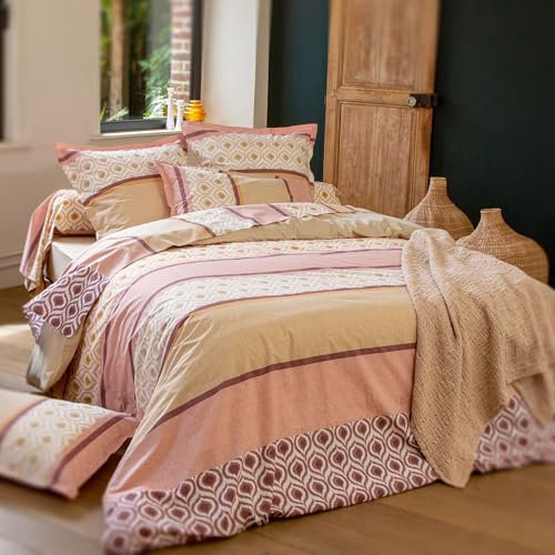 Linnea Housse de Couette 280x240 cm 100% Coton INOUK Rose/Beige