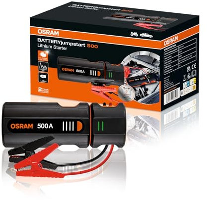 OSRAM BATTERYjumpstart 500, power bank per avviamento di emergenza, avviatore di emergenza al litio, per veicoli a 12 V con motori benzina fino a 3,0 litri e diesel 1,5 litri