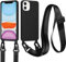 Woijrly Funda para iPhone 11 Caso con Cordón, Ajustable Collar Carcasa iPhone 11 Cuerda, Delgado Suave Bumper TPU Silicona Líquida Antigolpes Case, Carcasa Protectora con Forro de Microfibra, Negro