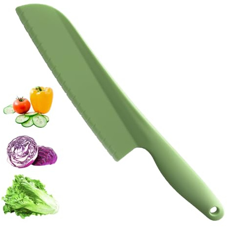 Tortenmesser/Salatschneider, geeignet zum Schneiden auf antihaftbeschichteten Backblechen, da er die Oberfläche nicht zerkratzt, Salatschneider aus Kunststoff verhindert Bräunung, Grün (Grün)