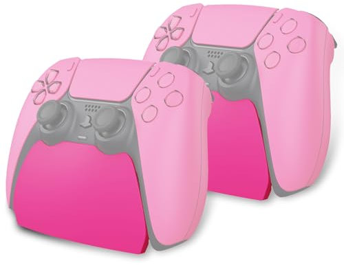 PlayVital 2 Stück Ständer Kompatibel mit ps5 Controller, Stand Standfuß Halter Halterung Gamepad Zubehör für ps5 Controller mit Gummifüße-Nova Pink