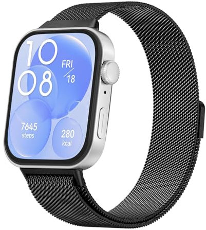 AK für Huawei Watch Fit 3 Armband Damen Herren, Magnetisch Metall Huawei Fit 3 Ersatzarmbänder Edelstahl Uhrenarmband für Huawei Fit 3 Armband mit Magnetverschluss Smartwatch Zubehör für Frauen Männer