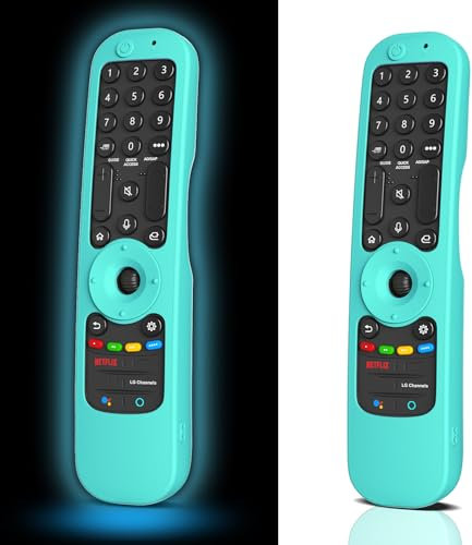 Custodia protettiva in silicone per telecomando LG TV Glow in The Dark, cover remota per telecomando LG Smart TV AN-MR21GA MR22GA MR23GA MR24GA MR22GN MR23GN 2021-2024(blu brillante) - 【2 confezioni】