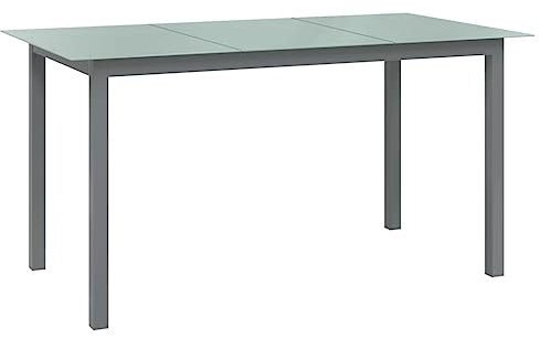 LVHUIDEH Gartentisch mit Glasplatte, Outdoor Esstisch, Beistelltisch, wetterfest Terrassenmöbel für BBQ Catering Party Hinterhof, pflegeleicht, 150 x 90 x 74 cm, Aluminium