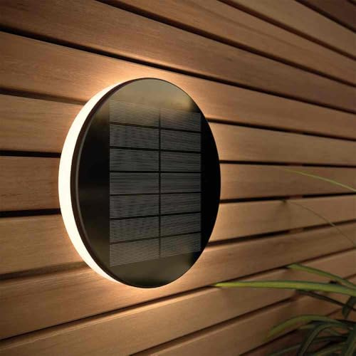 SolarCentre® Halo Round Outdoor USB Solar Wall Light White and Warm White - 20cm