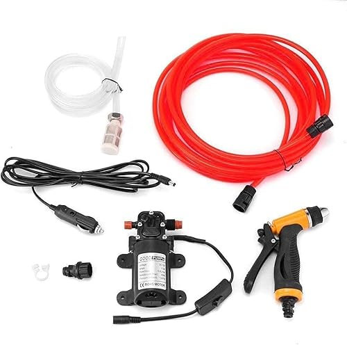 Car Washing Kit Jet Wash 12V 72W 130PSI Car Washer Pump Kit Portable Water Pump Kit Sprayer Cleaner Hose Van High Pressure for Car Home Garden Wash Caravan Yacht Garden