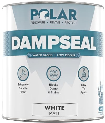 Polar Water Based Damp Seal - 500ml, White - Low Odour, Solvent Free, Damp Proofing Paint, Stain Blocker - Interior Walls & Ceilings - Smooth Matt Multi-Surface Finish