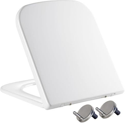 MASS DYNAMIC Square Toilet Seat – White Soft Close Loo Seat with Quick Release, Universal Fit for Square Toilet Pans, Top Fix Hinges, Easy Installation (40.0cm x 36cm) - Pakc of 10