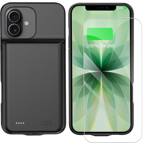 YISHDA Custodia con batteria per iPhone 17, 7000 mAh, custodia di ricarica portatile ricaricabile compatibile per iPhone 17 (16 cm, nero)