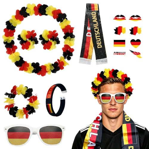 SGZIOO Deutschland Fanartikel, Fanpaket EM Fußball, EM Deko Deutschland für Public Viewing und Fußball Party