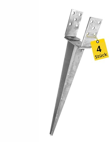 Post Anchor Adjustable 0-120 mm Set of 4 - Impact Ground Sleeves PSG - Support Base - Ground Spike - Post Support - Impact Sleeve 65 x 700 mm - Ground Socket - Ground Anchor Ground Anchor Ground