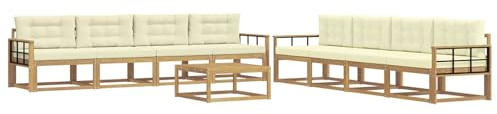vidaXL Outdoor-Sofagarnitur 9 pcs Weiß und Creme 79 x 79 x 37 cm, Garten-Sofa Set, modulare Lounge für draussen, wetterfestes Mobiliar, robuster Pool-Bereich