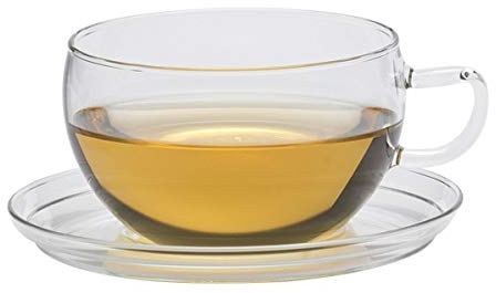 Trendglas Jena Jumbo Teetasse aus Borosilikatglas mit Glasunterteller (0,4 Liter), 1 Stück (1er Pack)