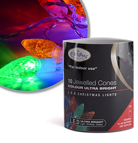 Battery Operated LED Fairy Lights COLOURED DIAMOND HEAD 10 Bulbs - Static (ideal use for Wedding, engagement, birthday, anniversary, new year, xmas, Christmas & lots more occasions)