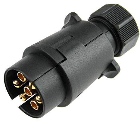 as - Schwabe Camping Stecker 7-polig – 12 V Anhänger-Stecker für Outdoor & Caravan – Adapter DIN 1724 mit Schraubanschluss – Wohnwagen & Wohnmobil Zubehör – IP44 – Made in Germany – Schwarz, 60462