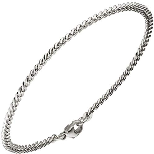 JOBO Panzerarmband 585 Gold Weißgold massiv 21 cm Armband