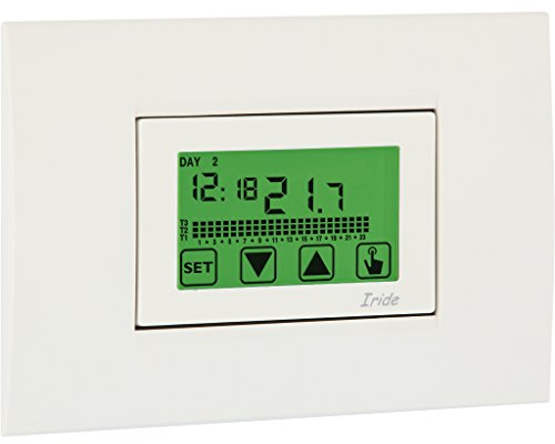 VEMER VE457800 IRIDE - Cronotermostato Digitale da Incasso, Display Touch Screen, Programmazione Settimanale, Alimentazione 230V, Bianco/Grigio Antracite