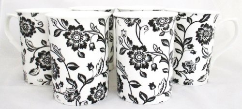 Verona blanco tazas Fine tazas de porcelana fina (Juego de 6) decorada a mano en el Reino Unido entrega GRATUITA Reino Unido