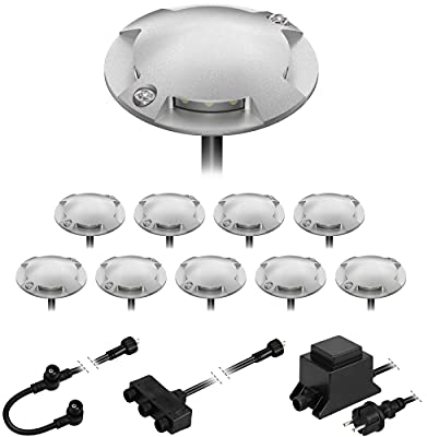 ledscom.de LED Boden-Aufbau-Leuchte Bunda, 4-flammig, für außen, befahrbar, warm-weiß, 10er Set