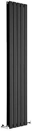 MILANO Black Vertical Double Flat Panel Radiator 1600 x 350mm | Steel Construction. Generous Heat Output. Contemporary Style. Double Panel Design. Central Heating Operation.