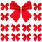LUOEM Velvet Ribbon Bows Christmas Tree Bows Bowknots Xmas Tree Ornaments Red A Set of 12