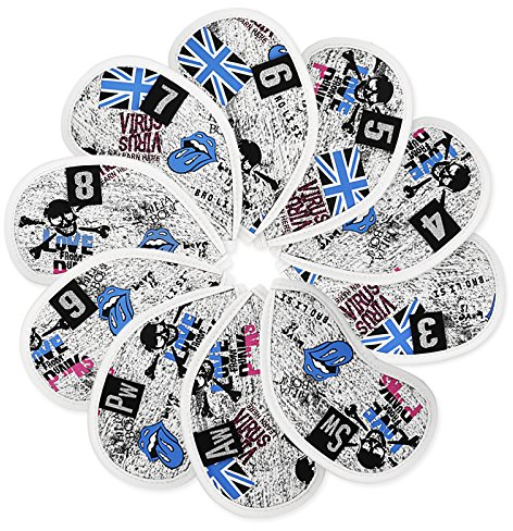 10pcs/set Vintage Golf Iron Headcover the British Flag Skull Pattern Design Head Covers Set For Titleist Callaway Ping Taylormade Cobra Etc