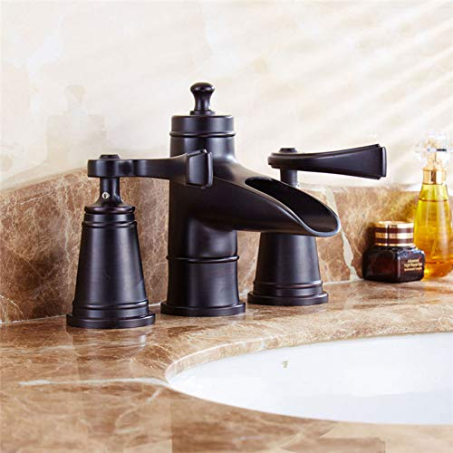 Waschtischarmaturen YHSGY Waschbecken Wasserhähne Deck Montiert Waschbecken Wasserhähne 3 Loch Doppelgriff Hot & Cold Water Tap Wasserfall Wasserhahn La Cuenca Del Grifo
