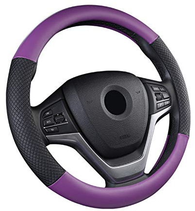 SFONIA Auto Lenkrad Abdeckung Lenkradschutz Lenkradhülle PU Leder Universal 37-38cm/15 Rutschfest Atmungsaktiv Langlebig (Lila)