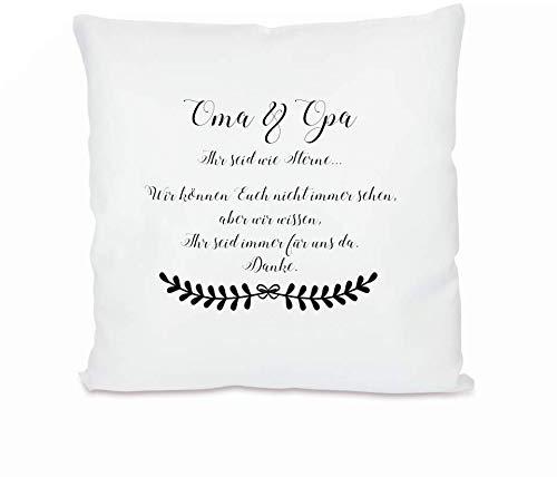 Kissen mit Spruch “Oma & Opa, Ihr seid wie Sterne…“ I zum Kuscheln und als Deko I liebevolles Geschenk als Dankeschön, zum Geburtstag, zu Weihnachten und Anderen Anlässen