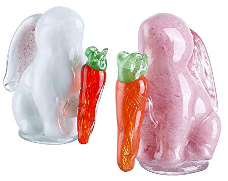 Diamond Star mundgeblasenes Glas klein niedlich Hase Osterdeko 2er Set