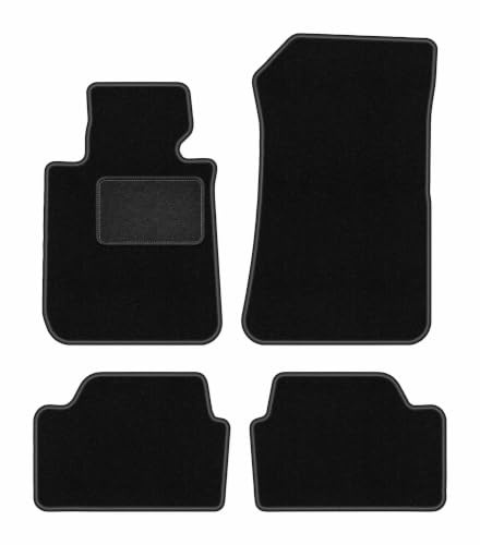 Velours-Fußmatten passend für BMW 1 E87 2004-2011, Schwarz, LUX, passgenau | passend für Schrägheck; Velours-Teppich (Polypropylen), ca. 6,5 mm; rutschfest, BMW T-Befestigungen