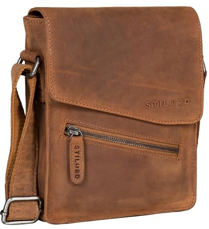 STILORD Umhängetasche aus Leder braun - 8 Zoll Schultertasche - Vintage Ledertasche für Männer - Herren Messenger Bag 'Steve'