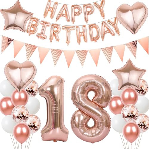 Set di Decorazioni per 18 Anni in Oro Rosa - Palloncini e Accessori per Compleanno Ragazza