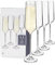 Viski Champagne Flutes, 4 Lead-Free Crystal Sparkling, Stemmed Wine Glass Set European Made Glassware, Set of 4, Clear, (10103)