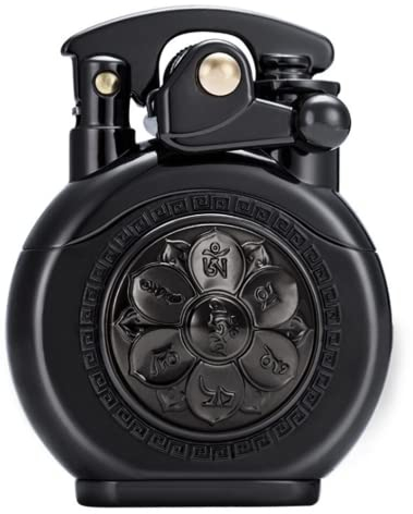 Kerosin-Feuerzeuge, Vintage-Stil, rund, 6 Wörter, klassisches Design, Geschenk oder Sammlung, Schwarz