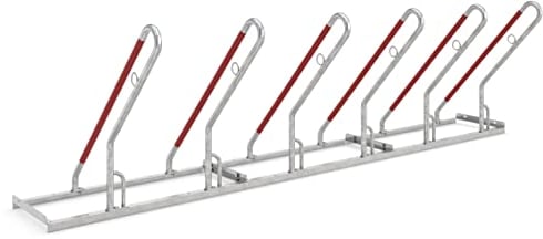 Anlehnparker 0506 XBF | einseitig | Fahrradständer für 6 Fahrräder | zum Aufdübeln | Stahl verzinkt | Sicherer Radständer auch für Mountainbikes und E-Bikes | Fahrradparker Fahrrad Anlehnbügel